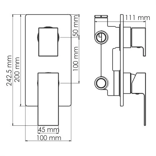 Смеситель с переключателем WasserKraft Abens 2071 встраиваемый, на 3 выхода, черный Soft-touch