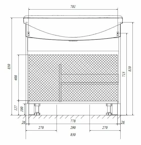 Тумба напольная 1Marka Lina Classic New 85Н с раковиной Стиль 85, 1 ящик, 2 двери, белый