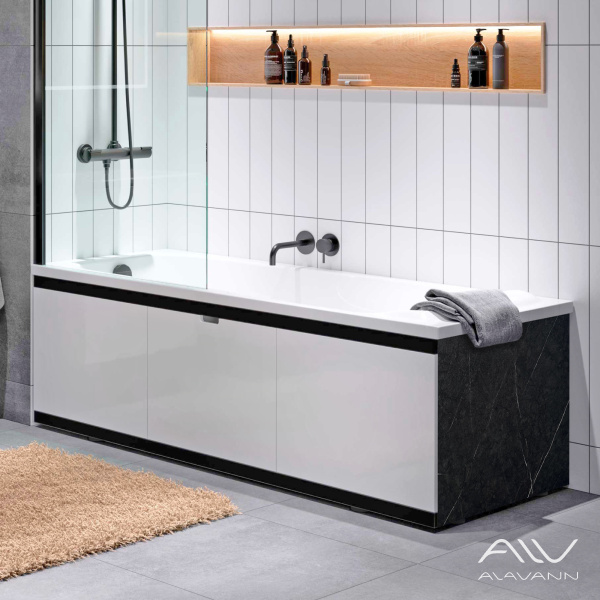 Экран под ванну Alavann Rita Black 160 раздвижной со съемной дверкой белый