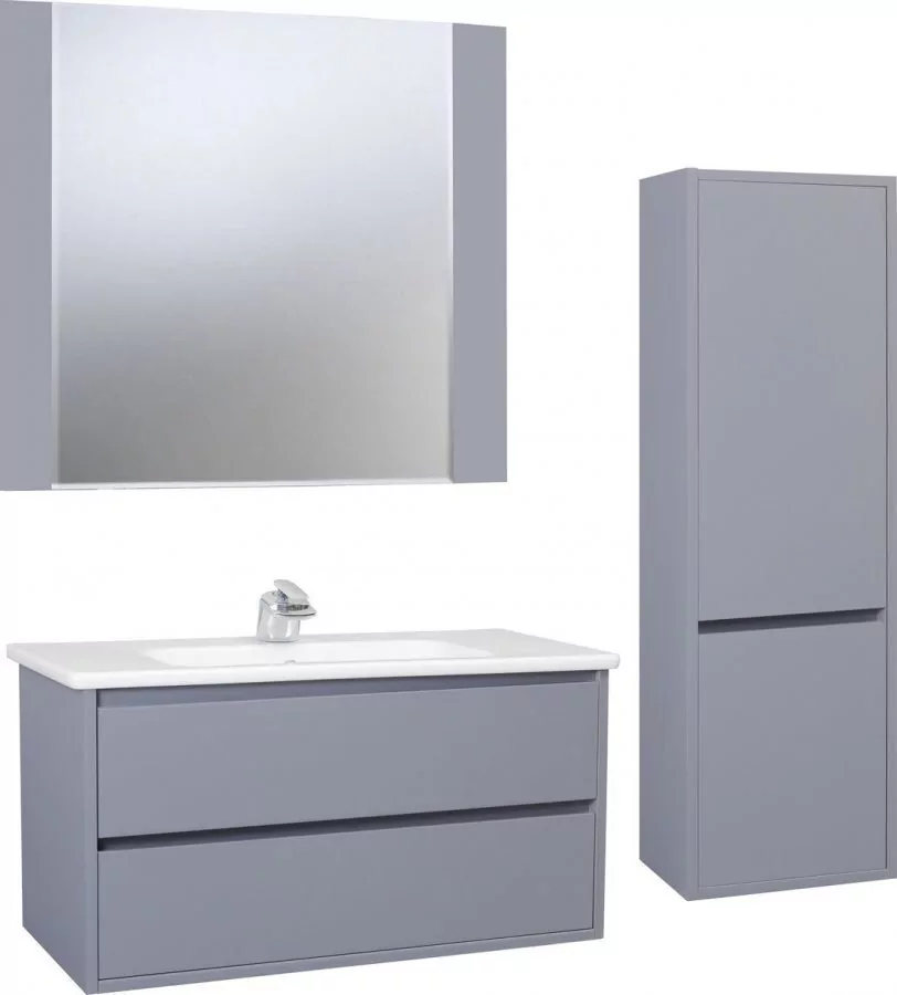 Тумба c раковиной Bellezza Лоренцо 100 подвесная 2 ящика серебро