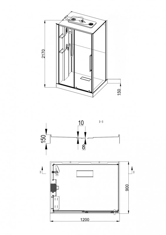 Душевая кабина ESBANO ESO-AURA-1209 120х90х217