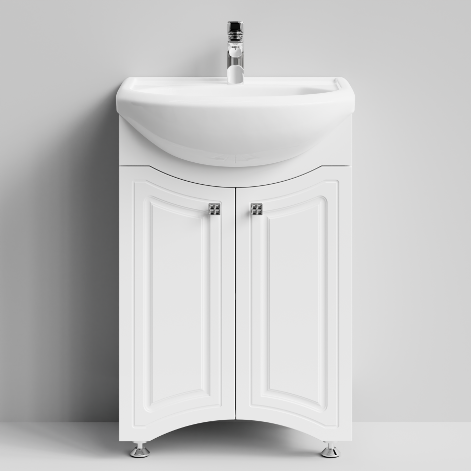 Тумба с раковиной Адам 55 напольная, белый глянец