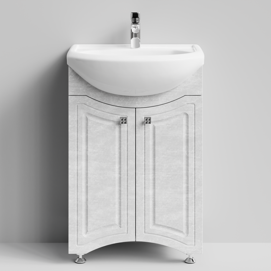 Тумба с раковиной Адам 55 напольная, Белый камень