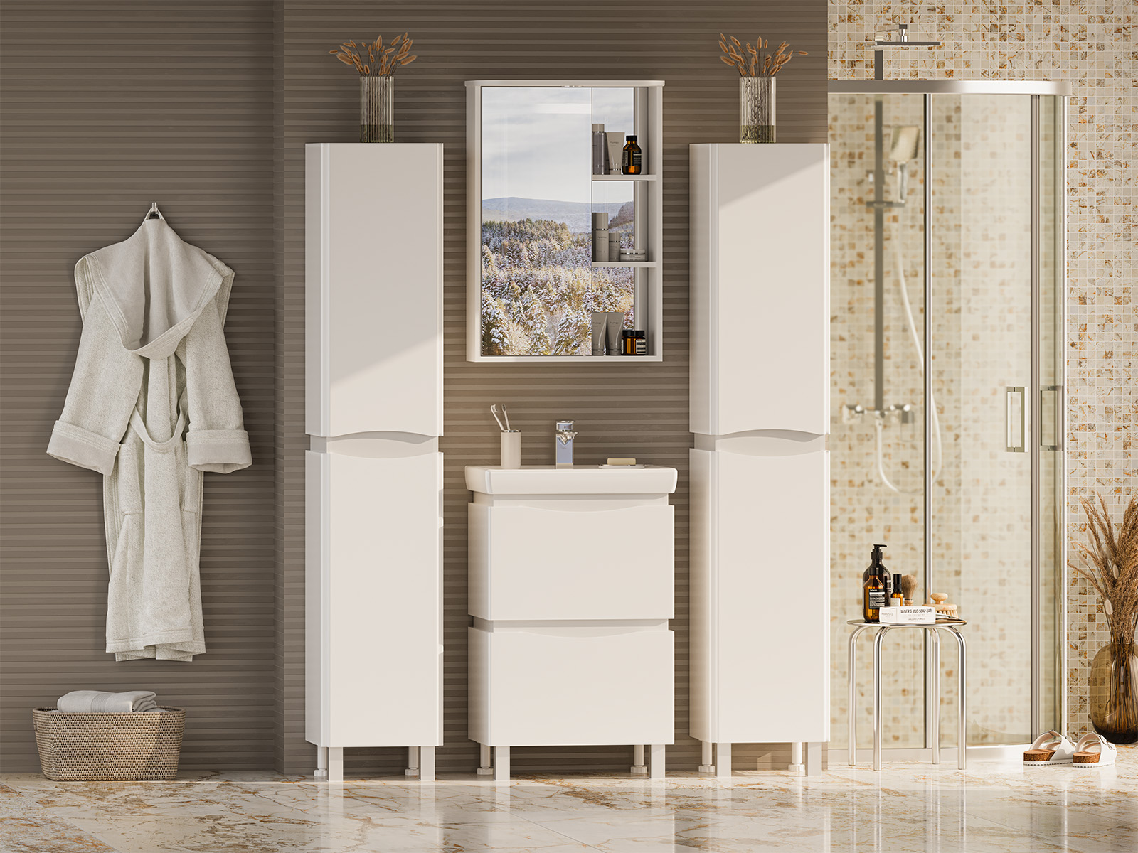 Тумба с раковиной Misty Венера 55 белый