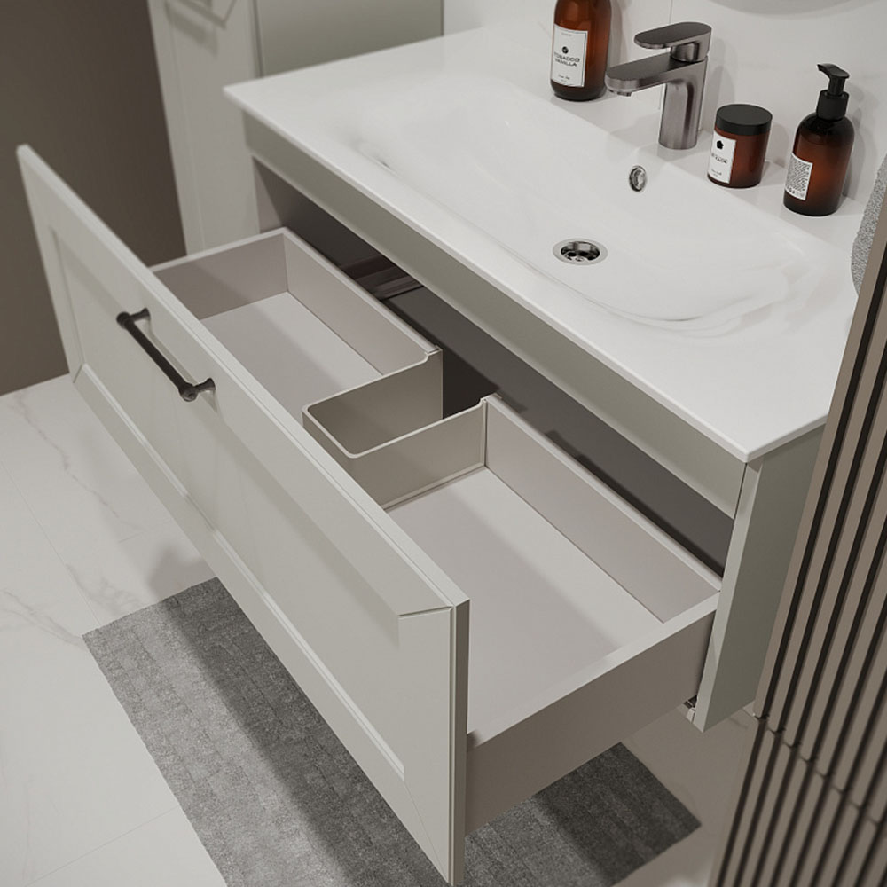 Тумба с раковиной подвесная (100 см) Terminus Victoria VIC101001900301O, белый