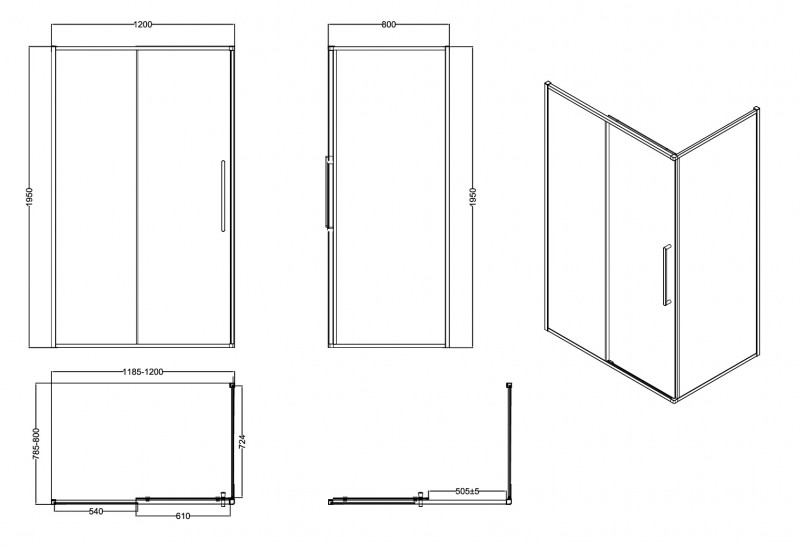 Душевой уголок ESBANO ESS-128PS-C 120х80х195