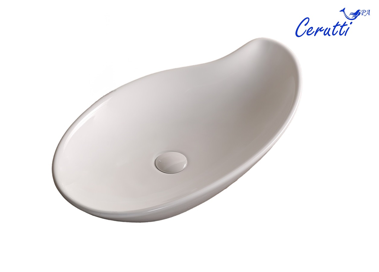 Раковина Ceruttispa CR7265B накладная, белая, асимметричная 660х380х145
