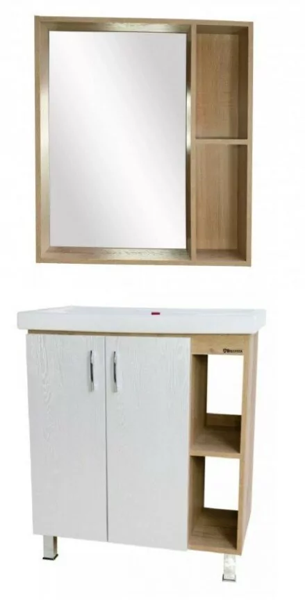 Тумба с раковиной Bellezza Рона 80 R напольная белый дуб/натуральный дуб от магазина Vanna-Vanna.ru!