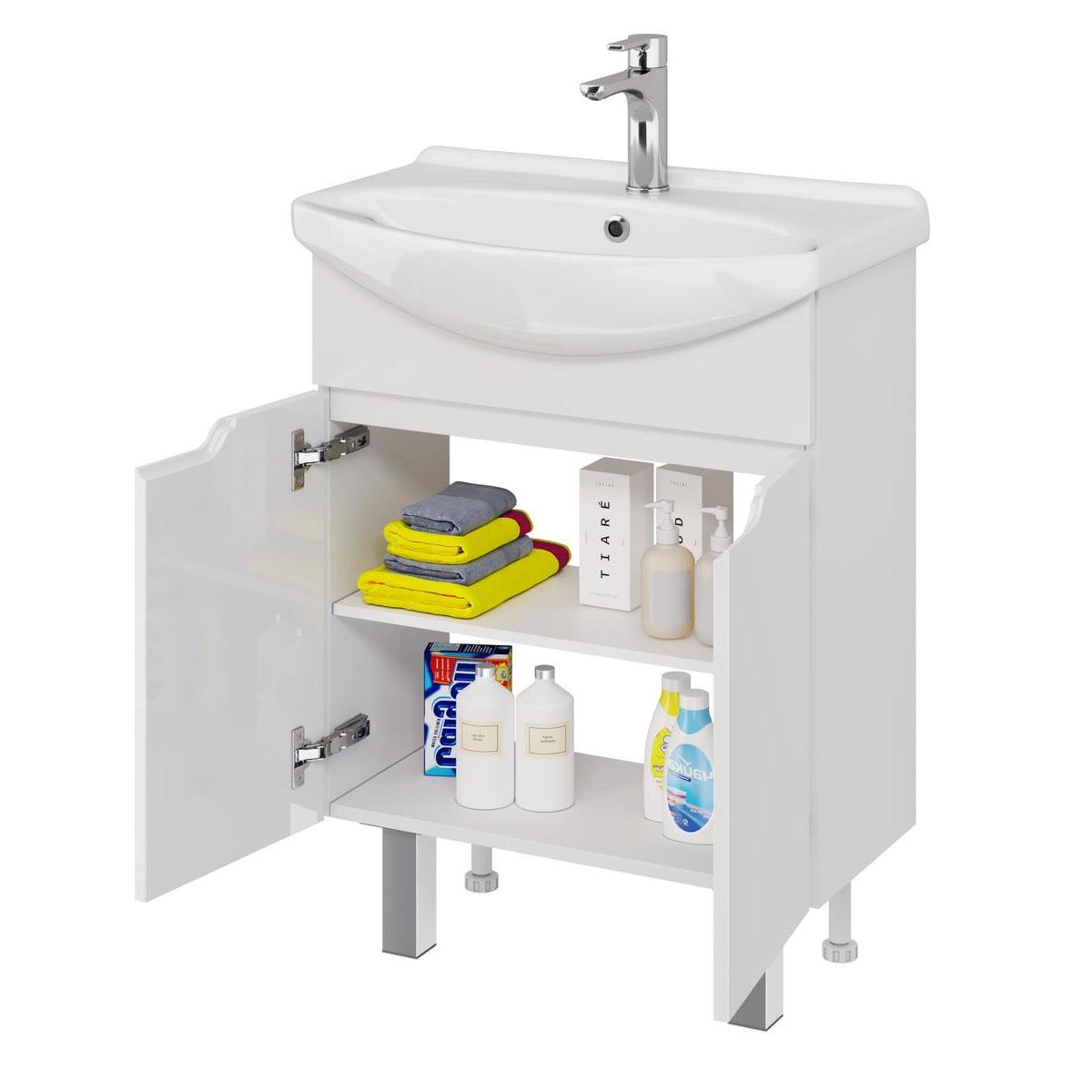 Тумба с раковиной напольная Dreja David D 65 см, белый