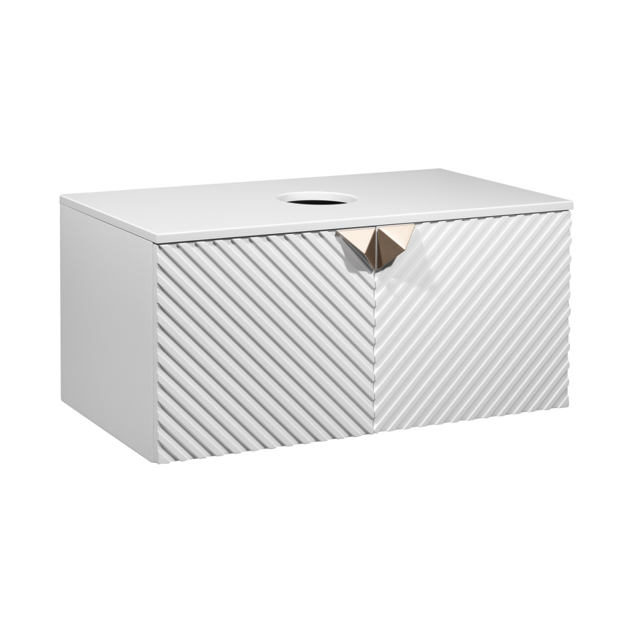 Тумба подвесная Runo Андорра 85 глянец под накладную раковину, белый матовый/белый