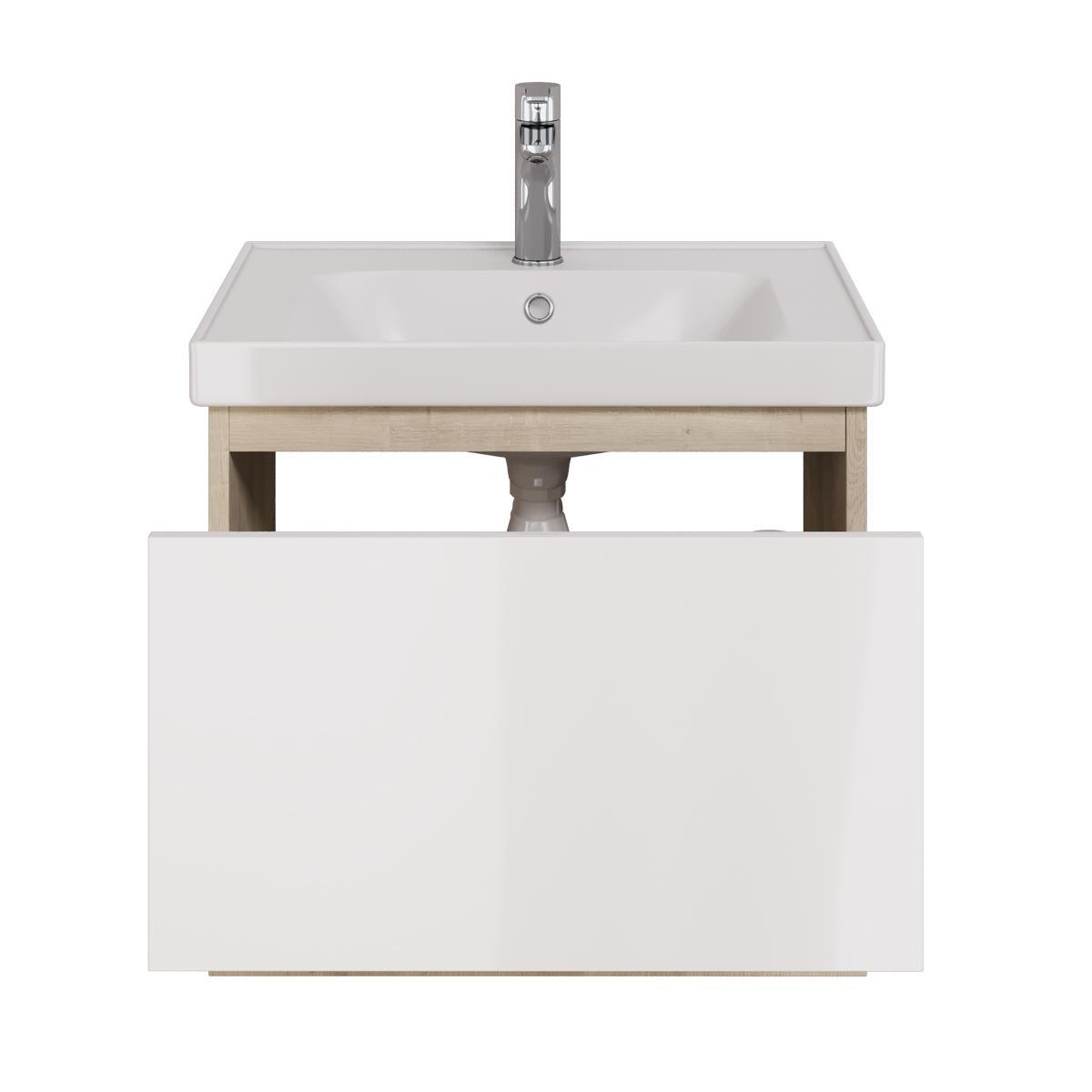 Тумба с раковиной подвесная Dreja Perfecto 60 см, дуб эврика/белый