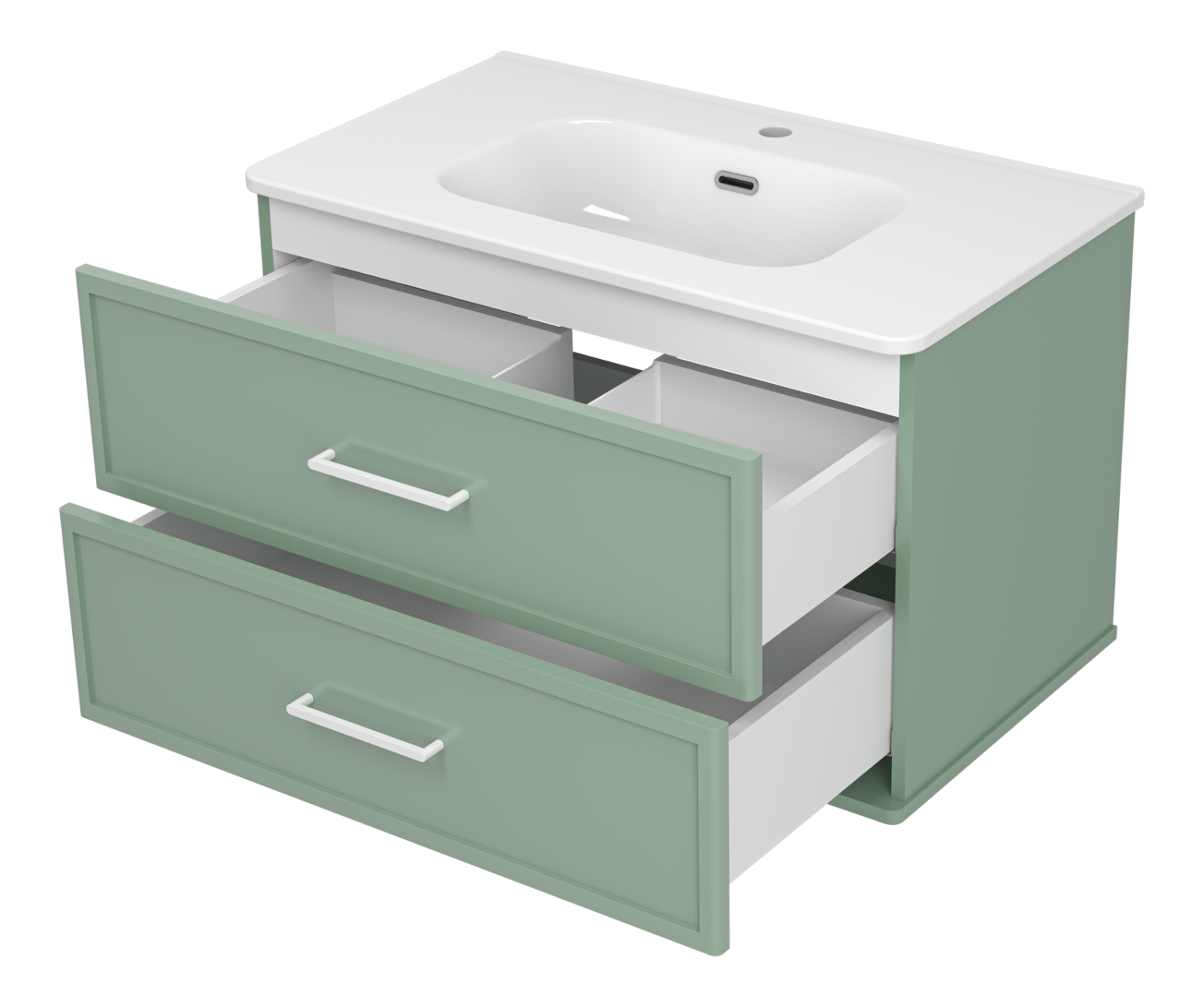 Тумба с раковиной Brevita Verde 80 подвесная (зеленая)