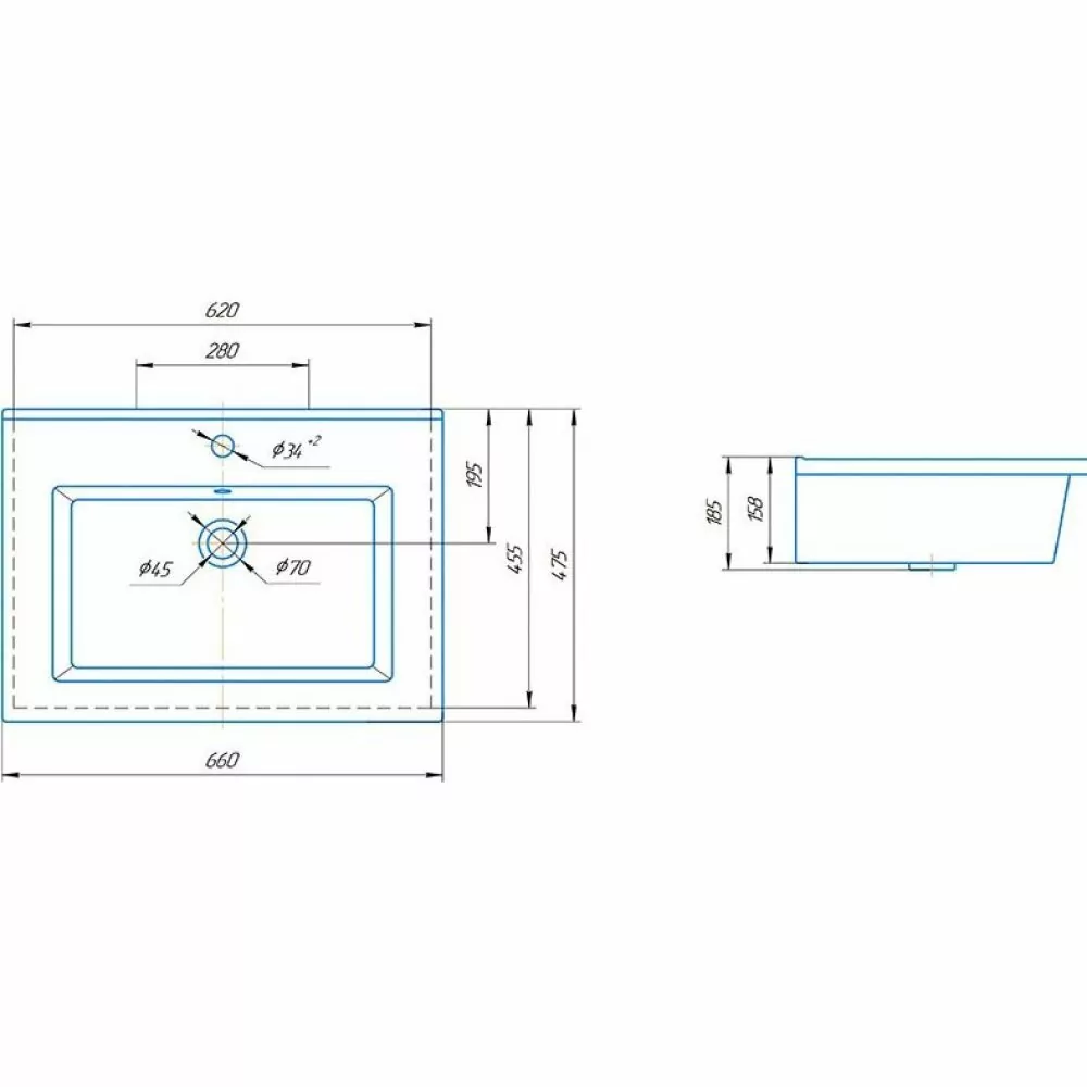 Тумба с раковиной Венеция Bianco 65 напольная, белый