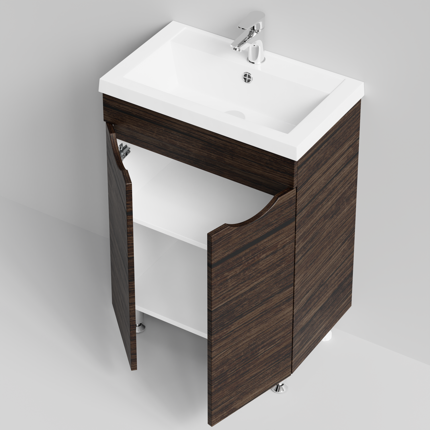 Тумба с раковиной Vod-ok Смайл 58 напольная, Палисандр