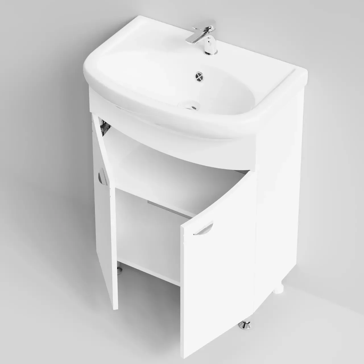 Тумба напольная Vod-ok Эльба 60 с раковиной Уют 60, белая