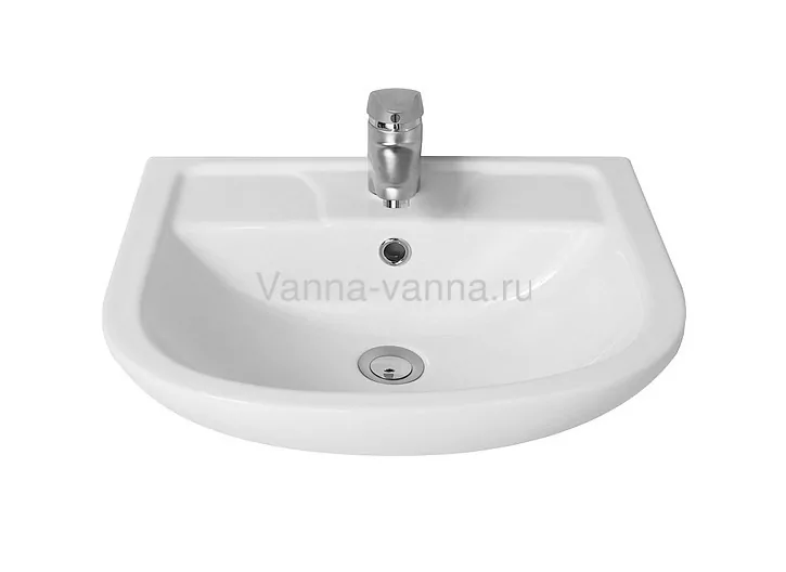 Тумба Emmy Милли с раковиной Ладога 50, напольная, белая