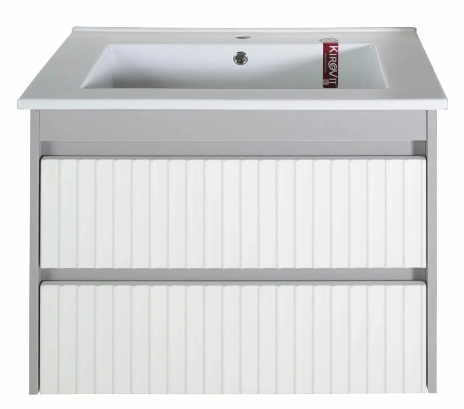 Тумба с раковиной Асб-мебель Мирано 85 подвесная, слоновая кость/шиншилла серая