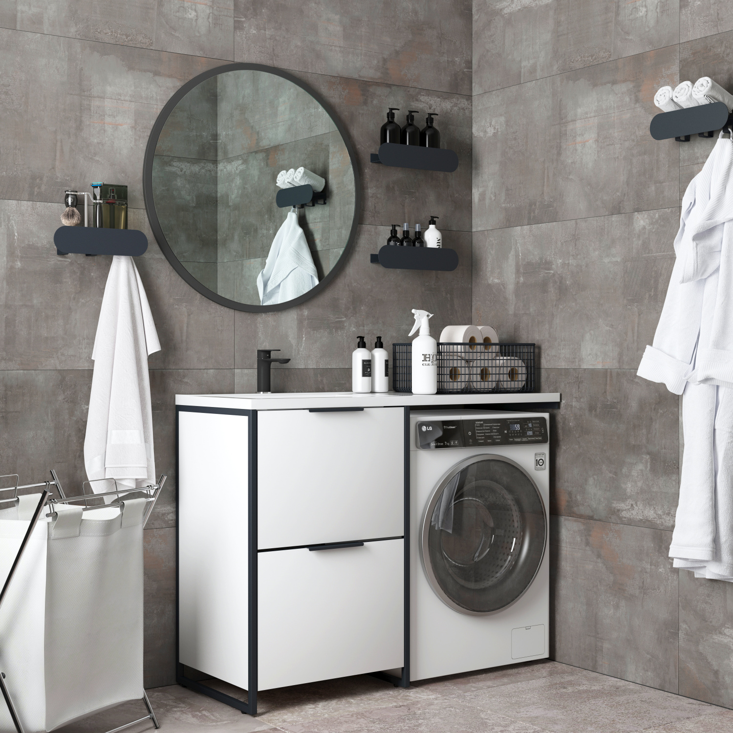 Тумба напольная Corozo Гера 120 Z с раковиной Мадлен 120 L, белый