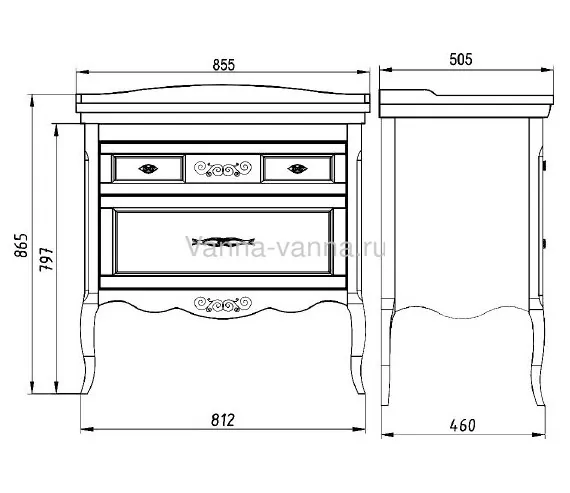 Тумба с раковиной ASB Woodline Модерн 85 напольная, антикварный орех
