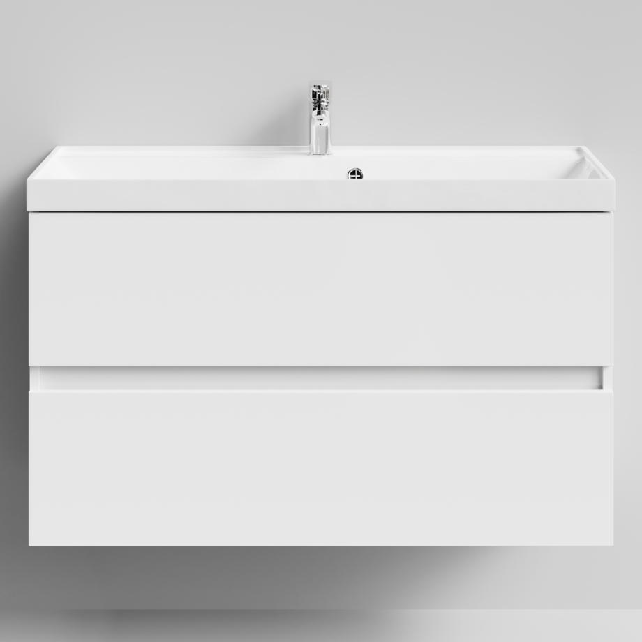 Тумба подвесная Vod-ok Бест 100 с раковиной Classica 100, белый + 13 цветов