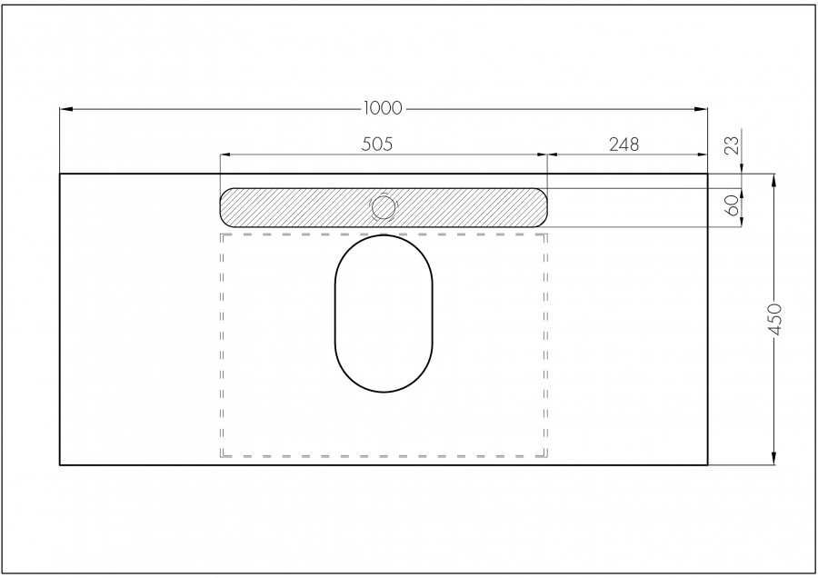 Тумба подвесная Aquaton Лофт Урбан 100 с раковиной Одри 42x62 Round, серый графит, дуб орегон