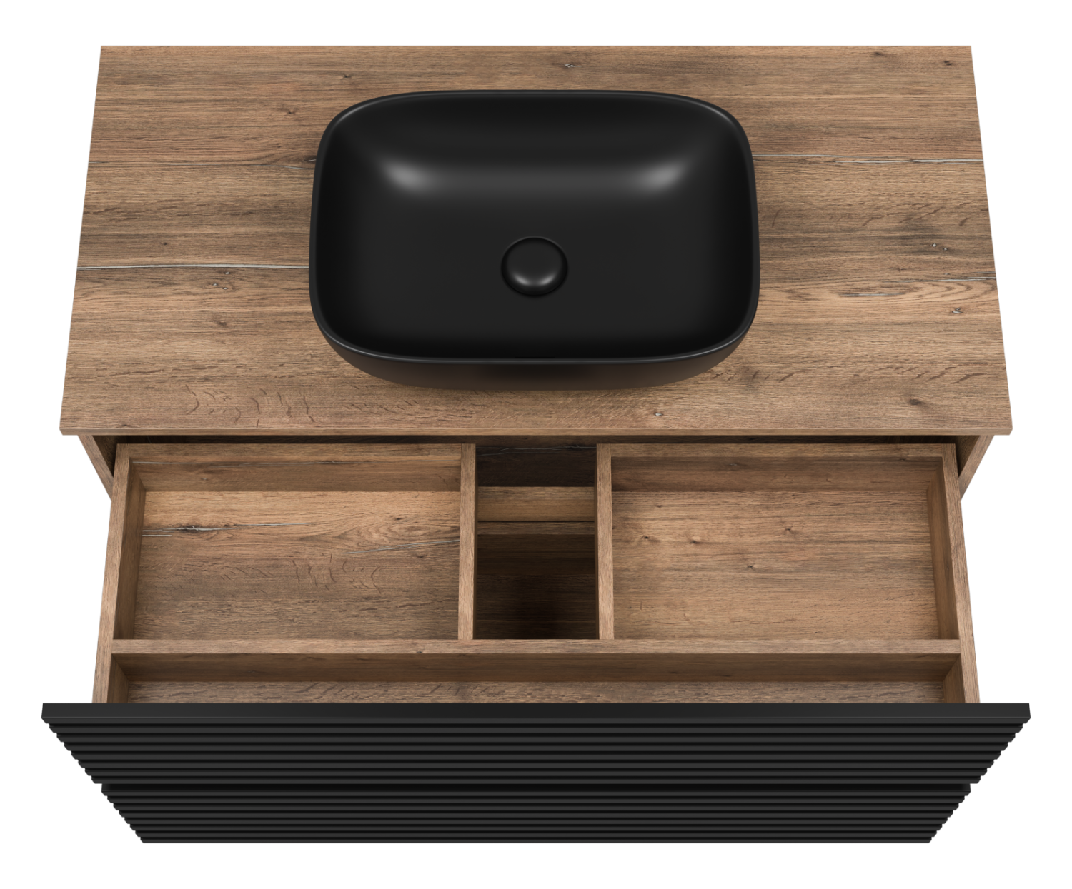 Тумба с раковиной Brevita Dakota 100 черный/дуб галифакс