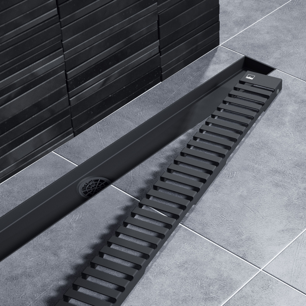 Душевой лоток TIMO Drain System 800 с вставкой "lines", Чёрный от магазина Vanna-Vanna.ru!