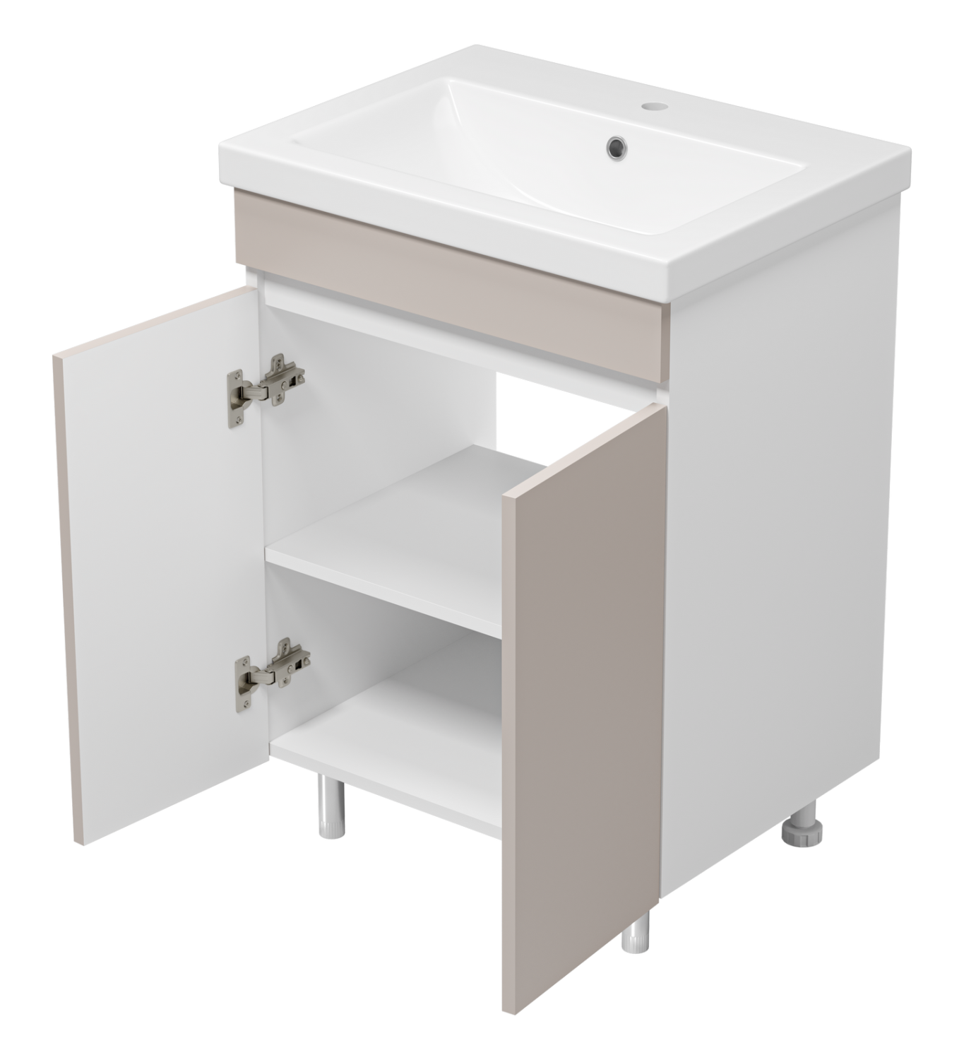 Тумба Misty Майна 60 с раковиной Como 60, напольный, сливки/белый