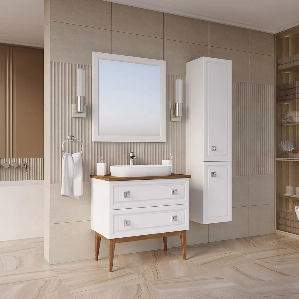 Тумба с раковиной ASB Woodline Каталина 80 напольная, White от магазина Vanna-Vanna.ru!