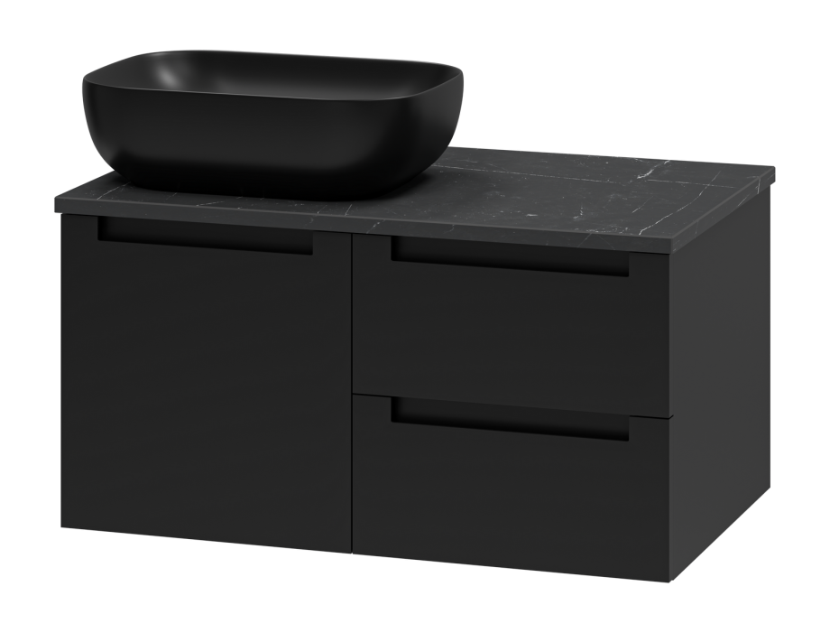Тумба с раковиной Brevita Cargo 80 подвесная, черный