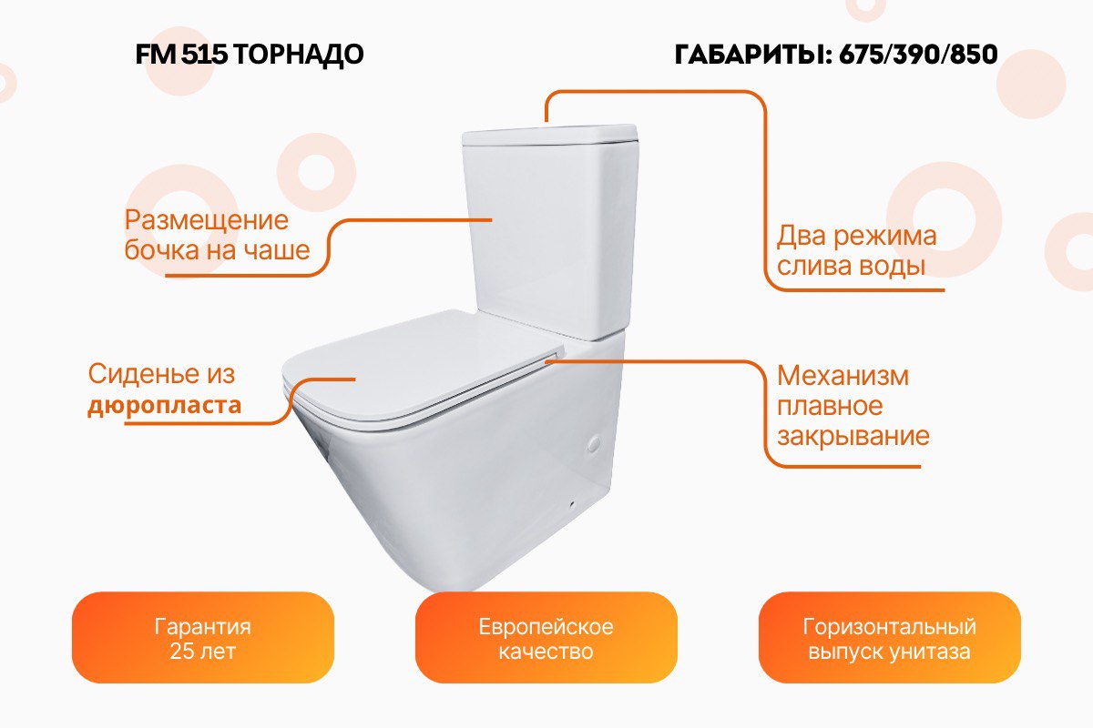 Унитаз напольный FM 515/смыв торнадо