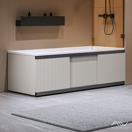 Экран под ванну Alavann Альт Блэк 150 бежевый с фрезеровкой, из МДФ, раздвижной