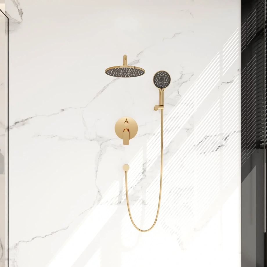 Встраиваемая душевая система Veconi TEORA TE-500-G-C4, Золото брашинг