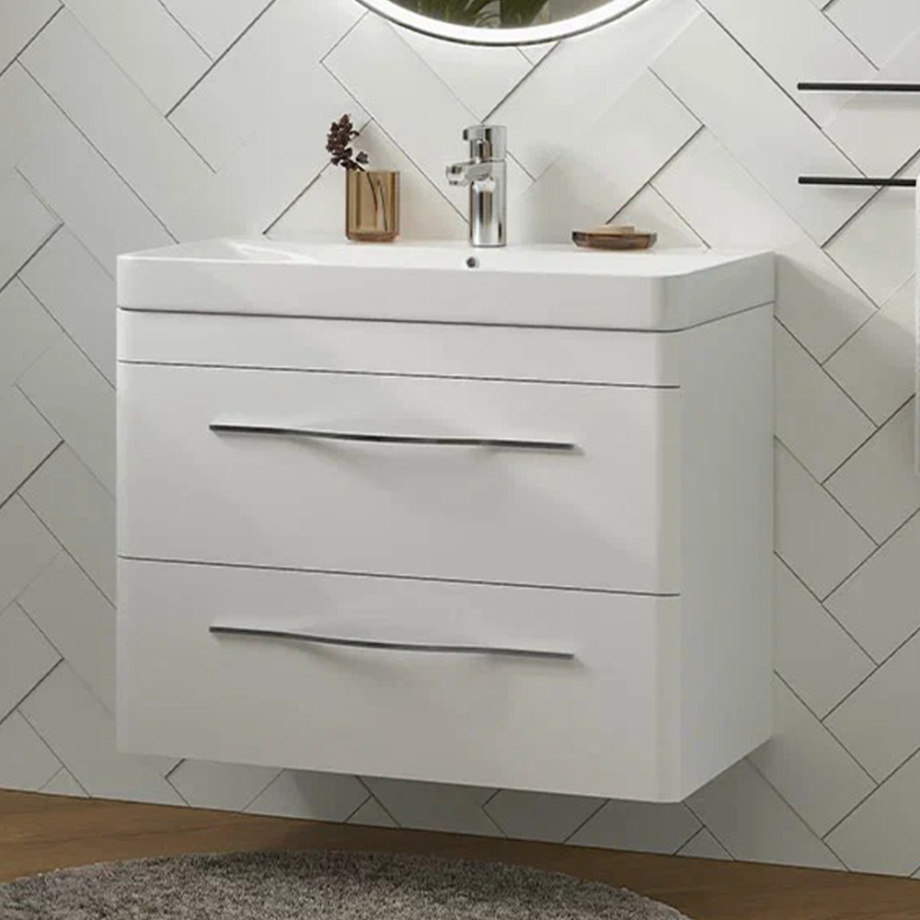 Тумба с раковиной подвесная Velvex Jill tp.JIL.9595.80.2Y белый матовый, 80 см