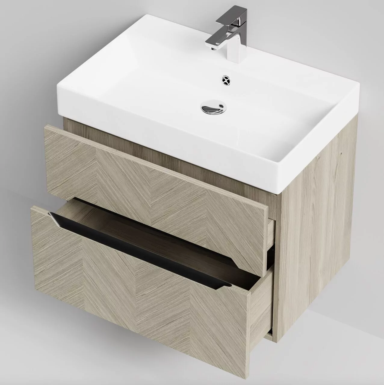 Тумба подвесная Vod-ok Элато 70 с раковиной Stance 70, дуб + 6 цветов