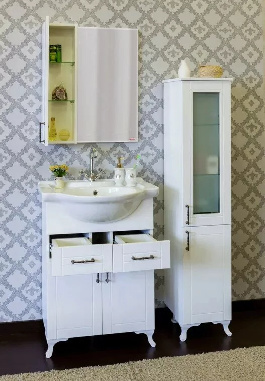 Зеркало-шкаф Sanflor Глория 65 L белый матовый