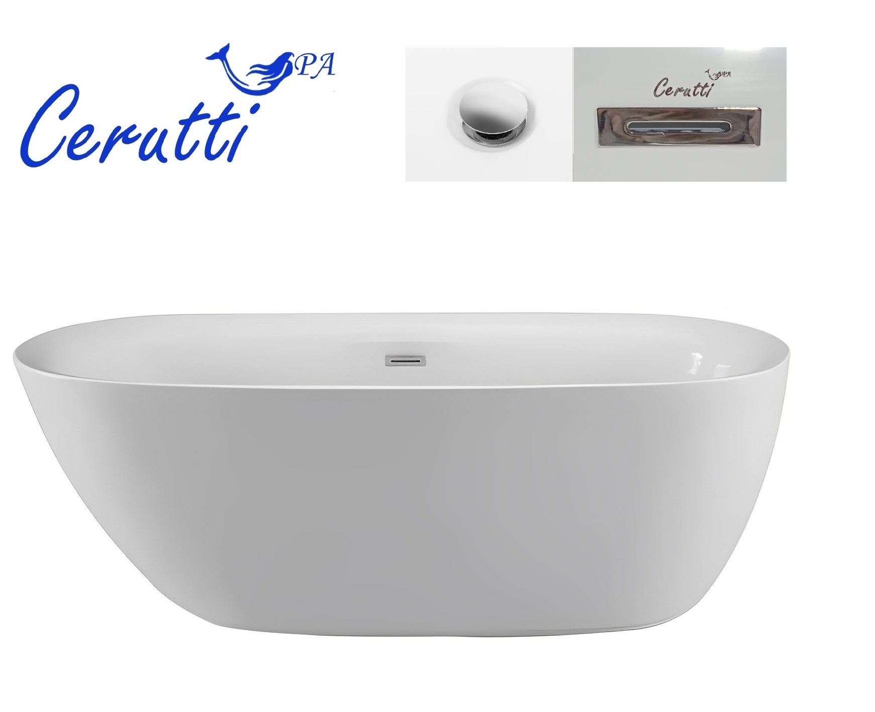 Ванна акриловая Cerutti Spa COMO отдельностоящая (1700x750x560)