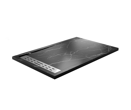 Поддон для душа WasserKraft Neime 19T36 140х90 прямоугольный, из искусственного камня, черный мрамор