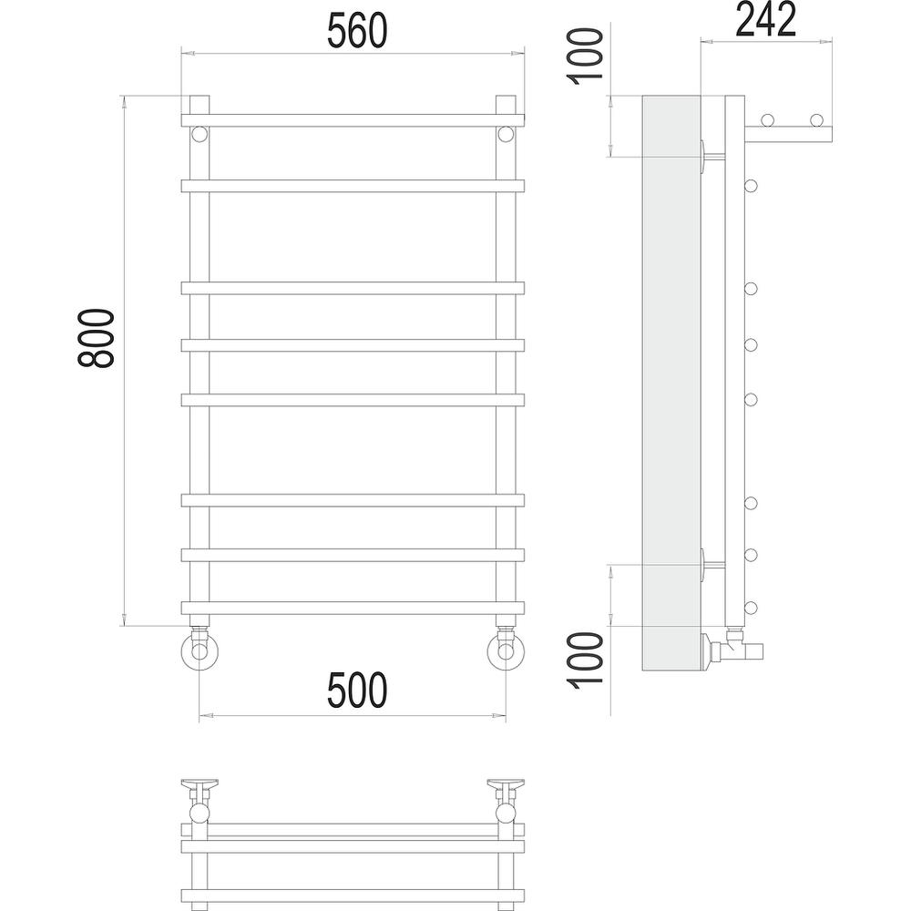 Полотенцесушитель водяной с полкой Terminus Ватра П8 50х80