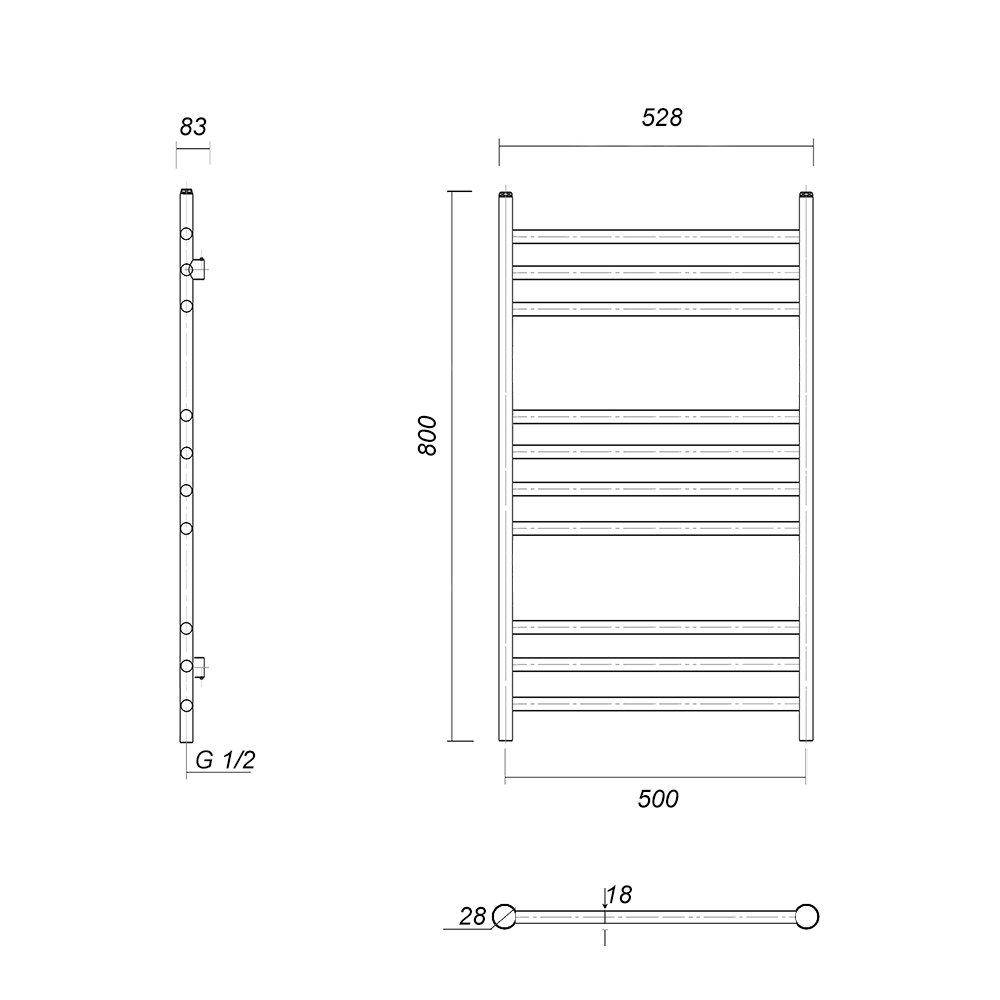 Полотенцесушитель водяной Domoterm Медея П10 500x800 АБР Античная бронза