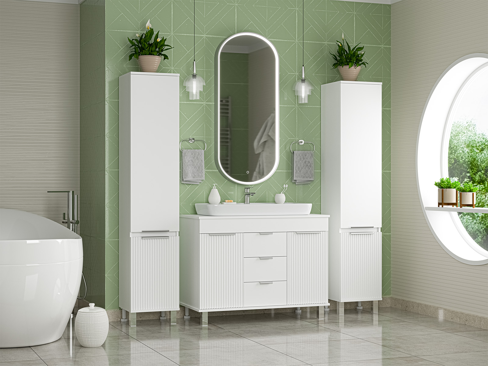 Тумба с раковиной Brevita Enfida 100, белый