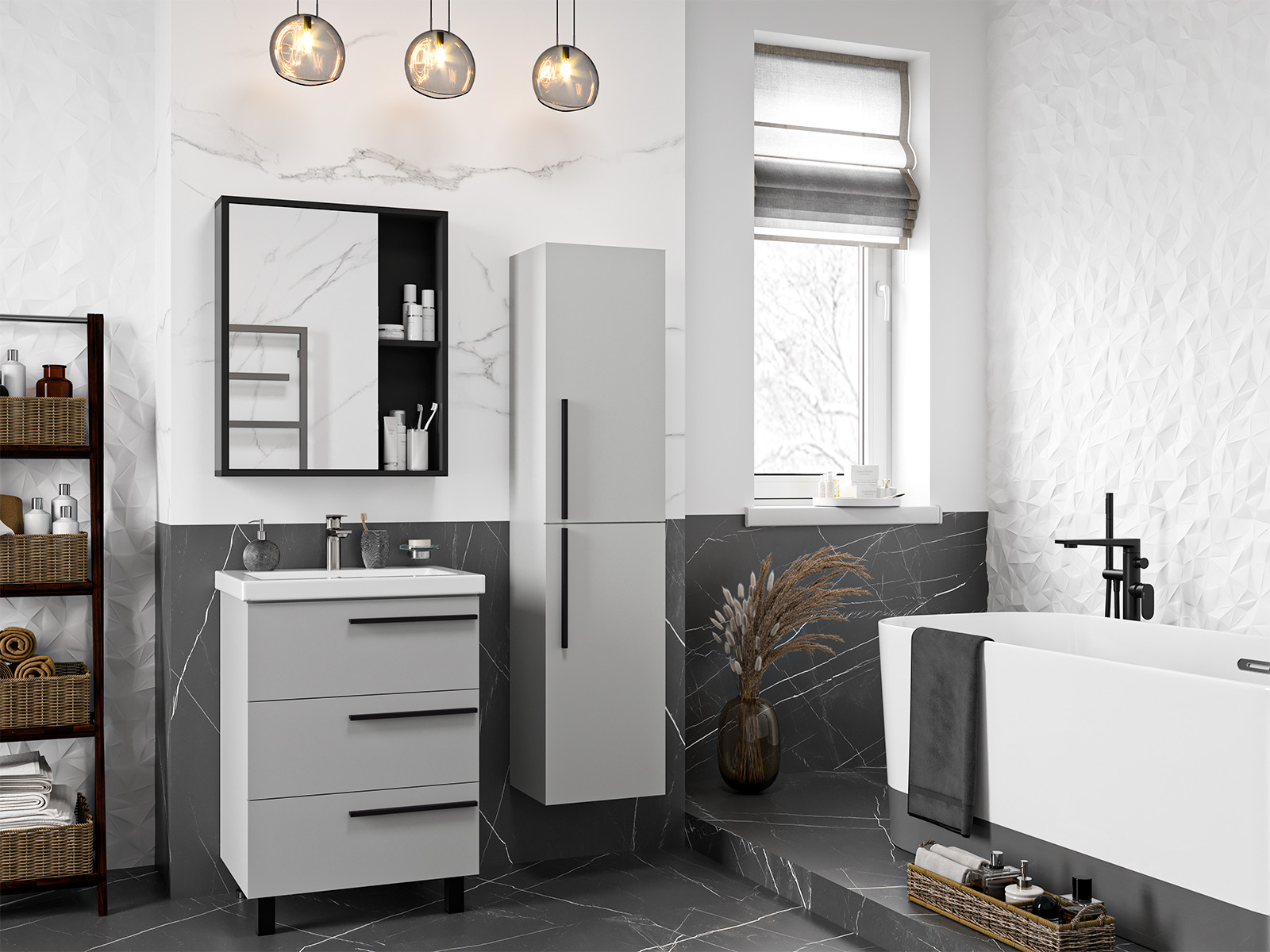 Тумба с раковиной Misty Ненси 60 серый