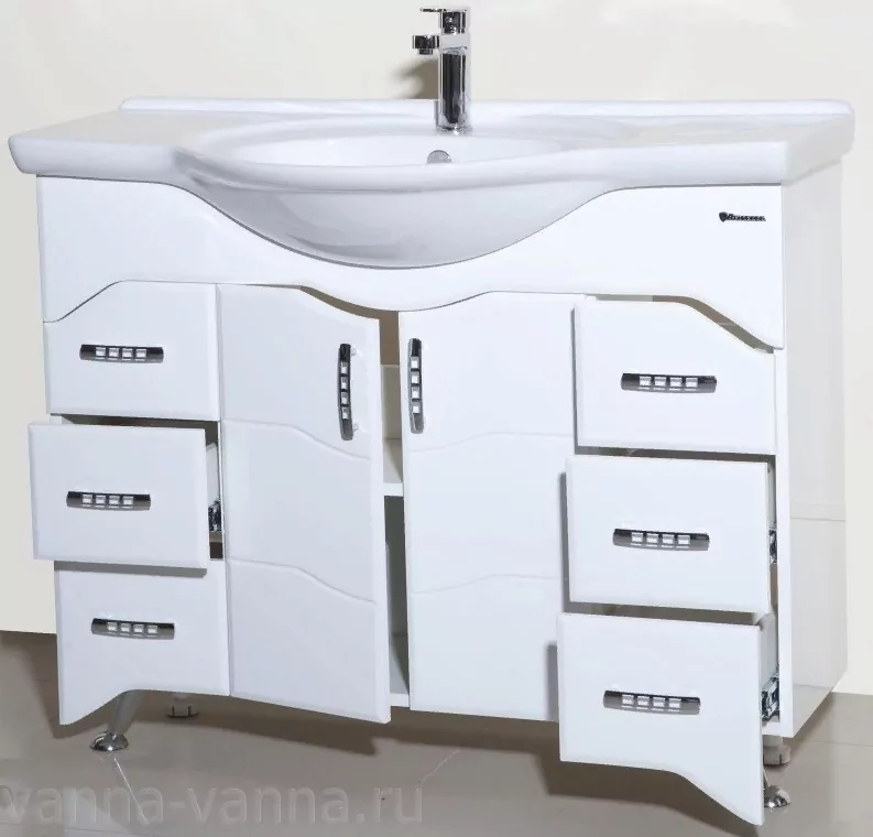 Тумба с раковиной Bellezza Дрея 105 напольная, белая Тумба с раковиной Bellezza Дрея 105 напольная, белая