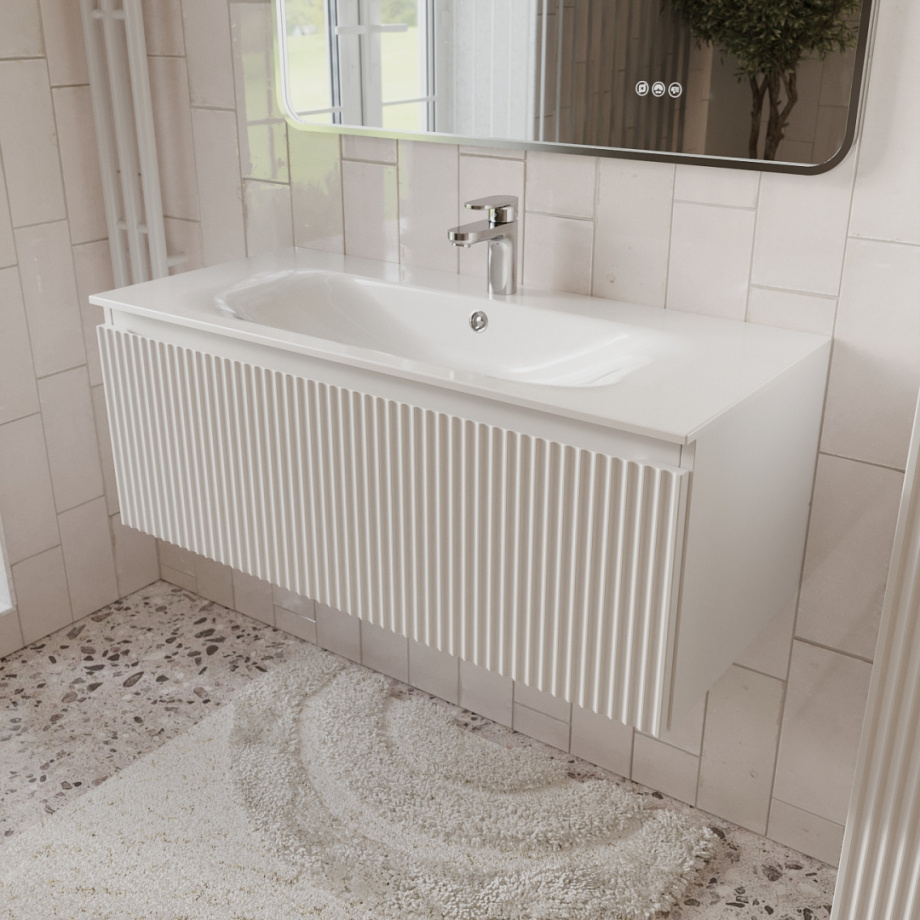 Тумба с раковиной подвесная (100 см) Terminus Sicilia SIC101001900301O, белый