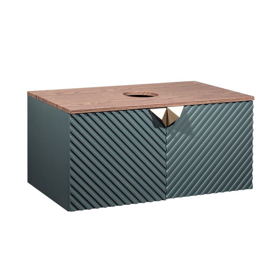 Тумба подвесная Runo Андорра 85 под накладную раковину, графит/дуб коньячный