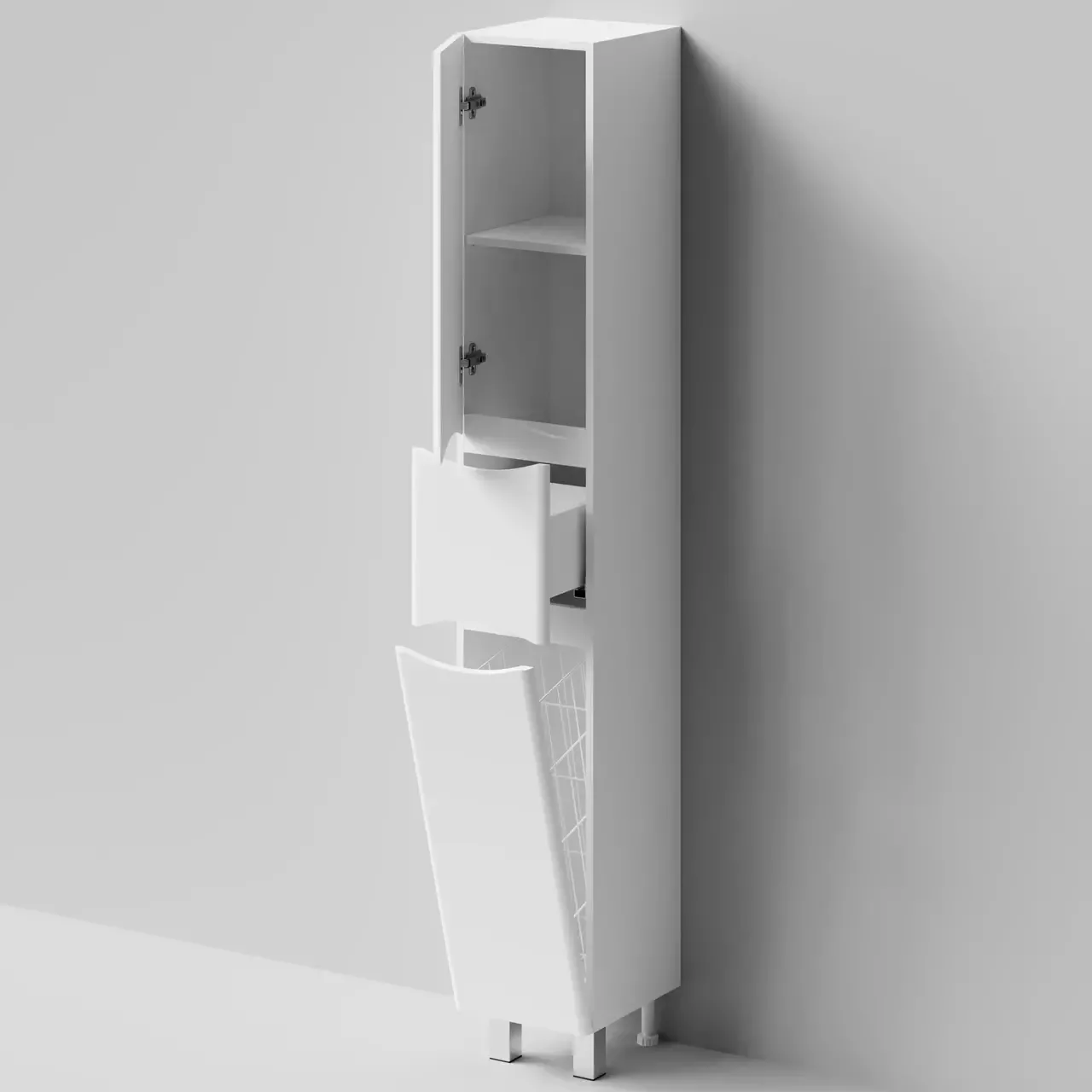 Пенал Vod-ok Адель 30 L/R, 2 двери, 1 ящик, напольный, с корзиной, белый + 13 цветов