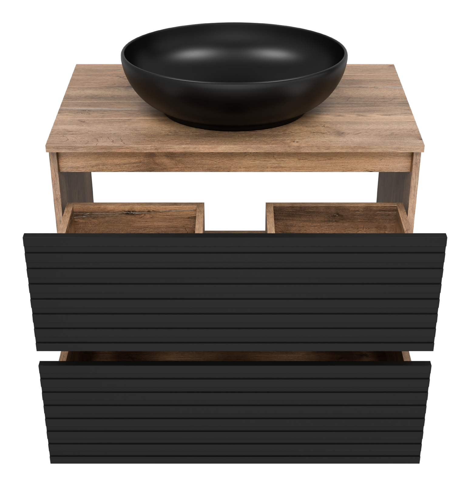 Тумба с раковиной Brevita Dakota 80 черный/дуб галифакс