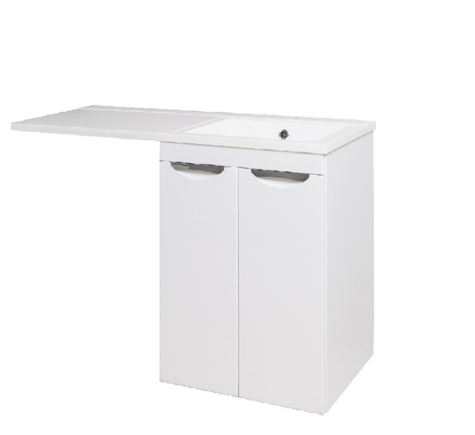 Тумба напольная Runo Лира 60 с раковиной Гамма 120 лайт левое крыло + кронштейн