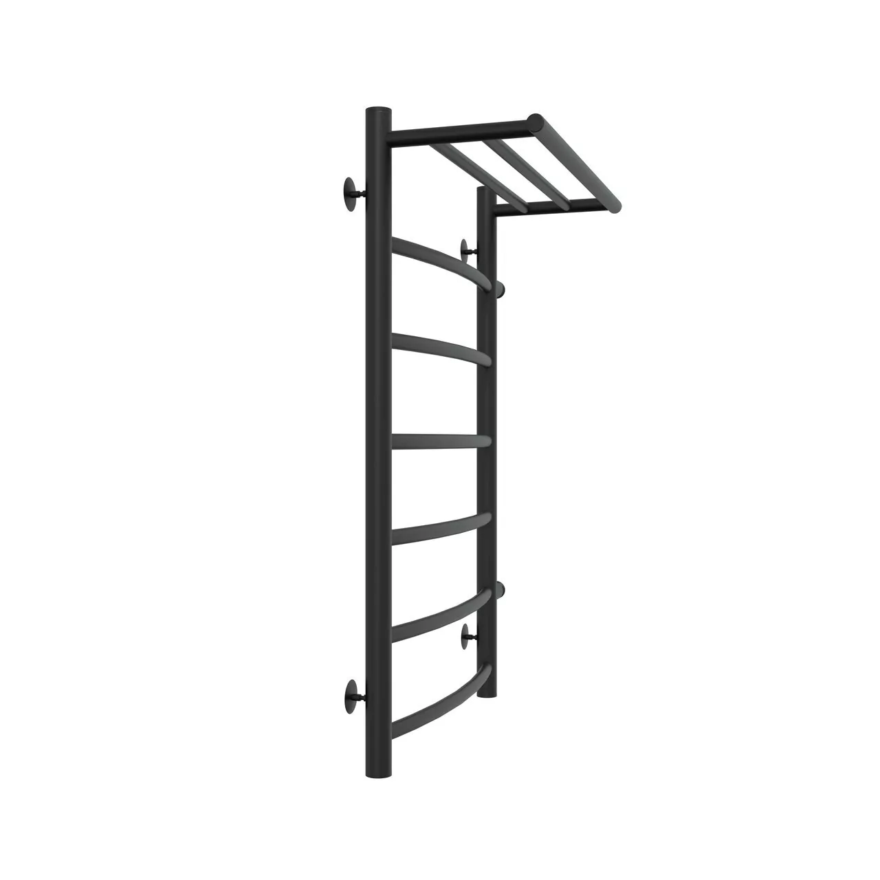 Полотенцесушитель водяной Laris Классик П7 500х800 R МЦ 500-1, боковой, с полкой, черный матовый