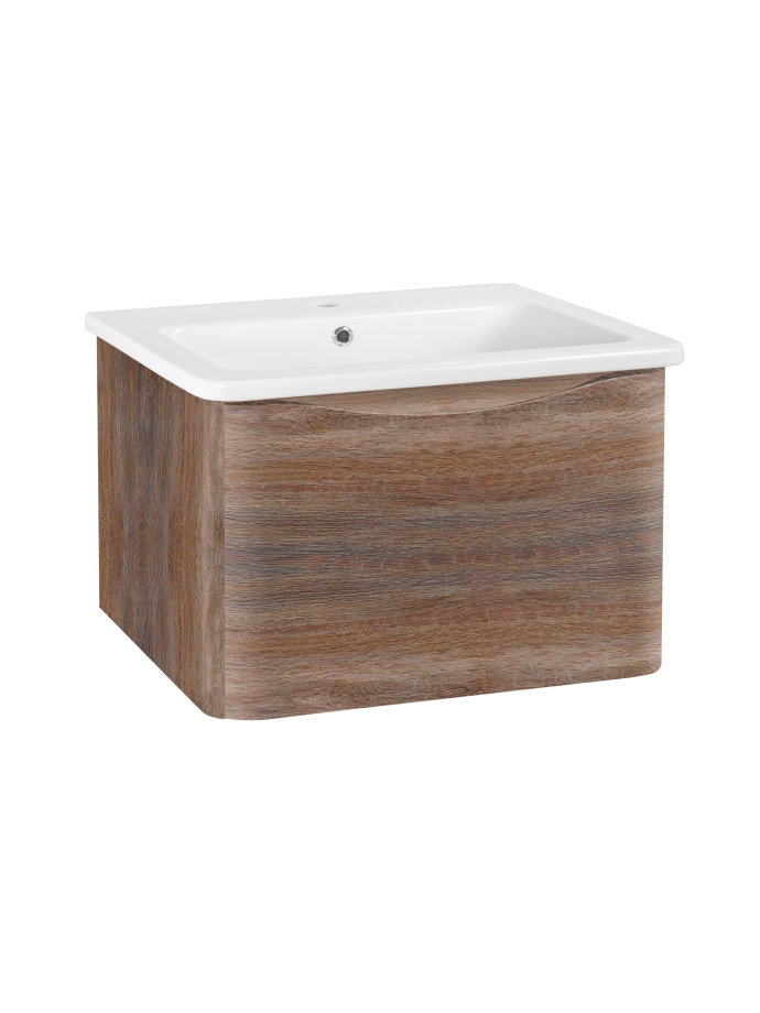 Тумба подвесная Runo Тоскана 80 с раковиной Никсон 80, темное дерево